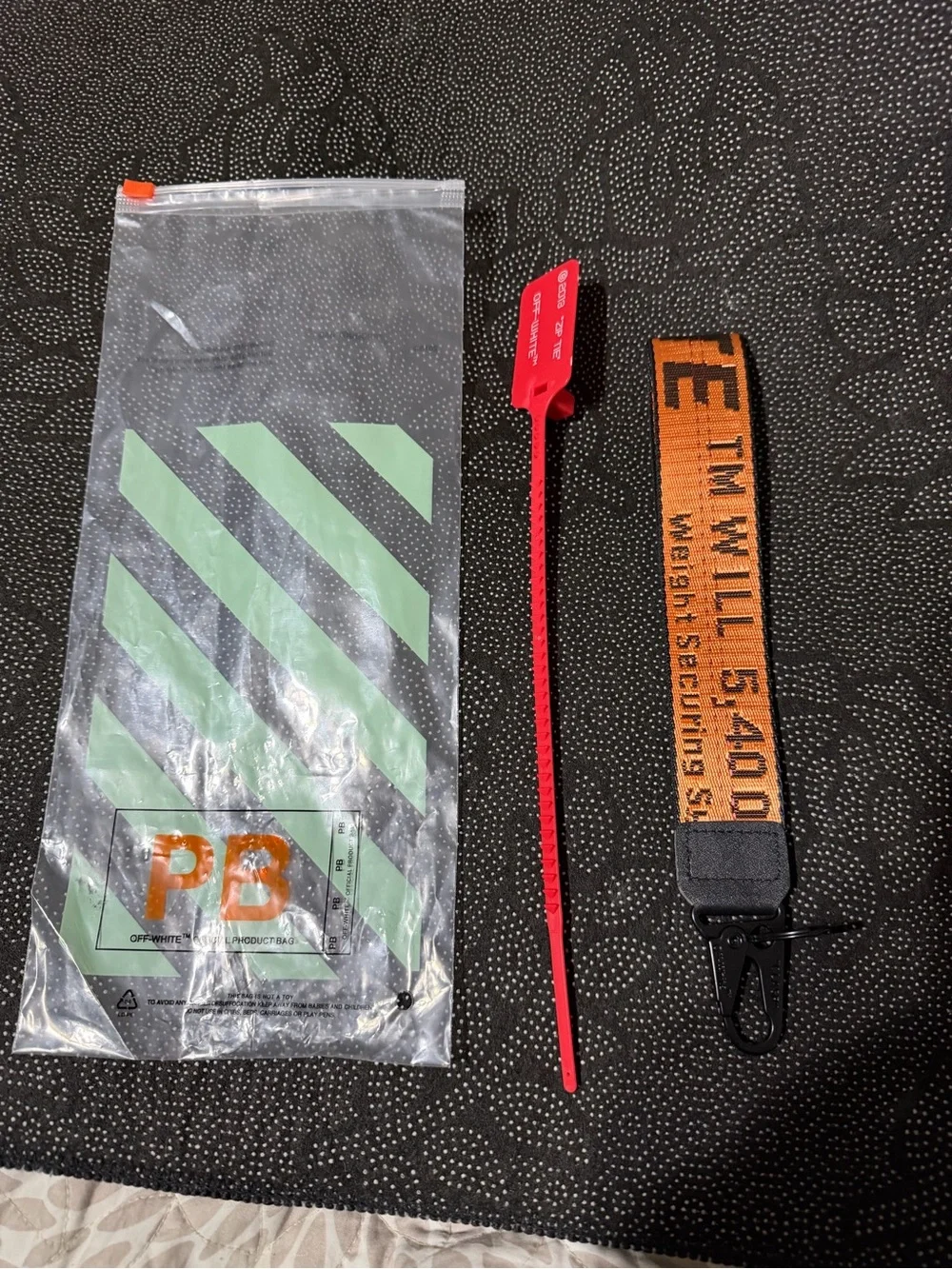 Off-White Orange and Black Branded Web Key Strap